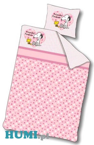 Snoopy różowa - Pościel dziecięca do łóżeczka 100x140
